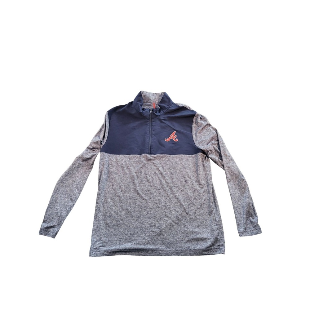 Atlanta Braves Half Zip Pullover Men Sz M MLB Fanatics Iconic Marble Sportswear